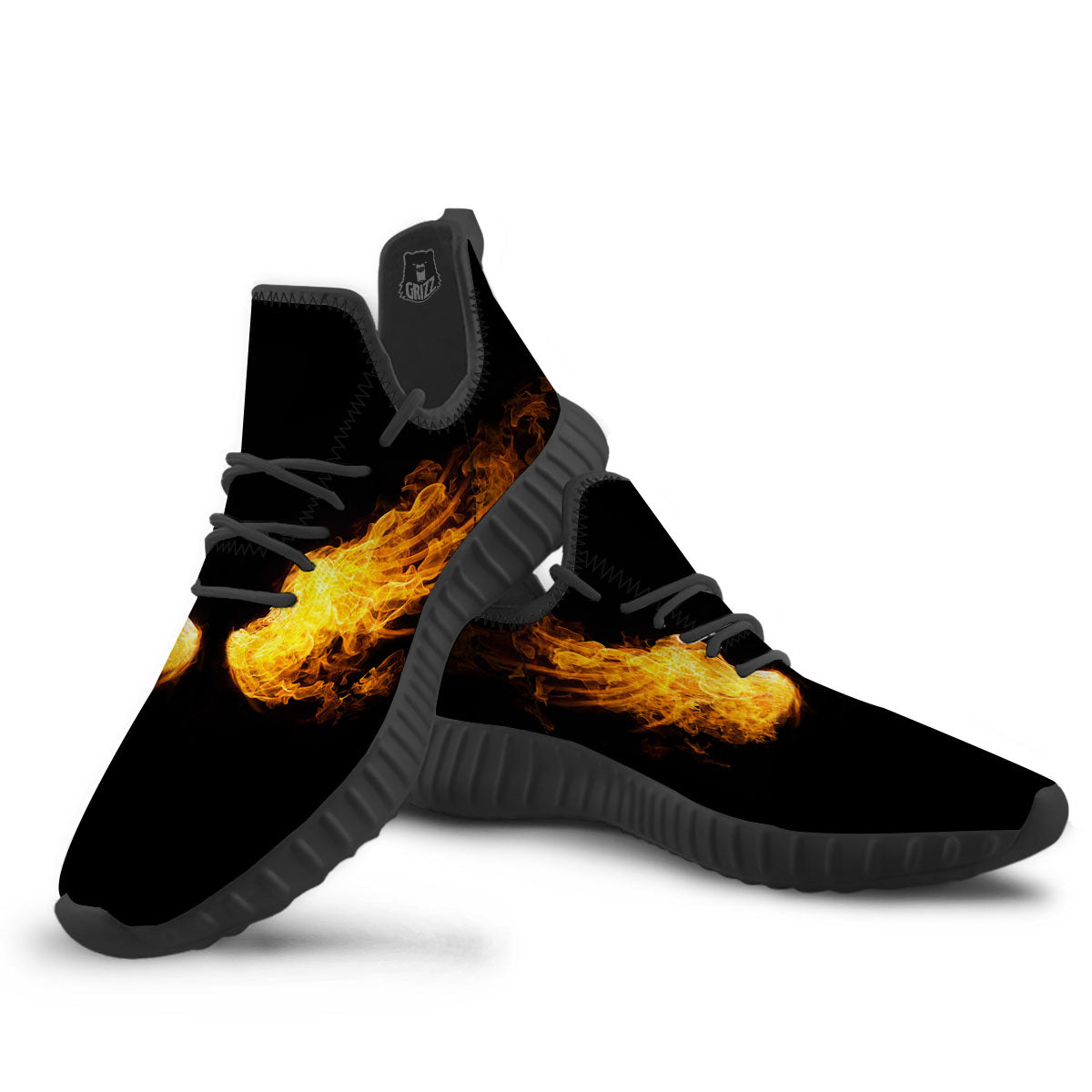 Wings Flame Print Black Walking Shoes-grizzshop