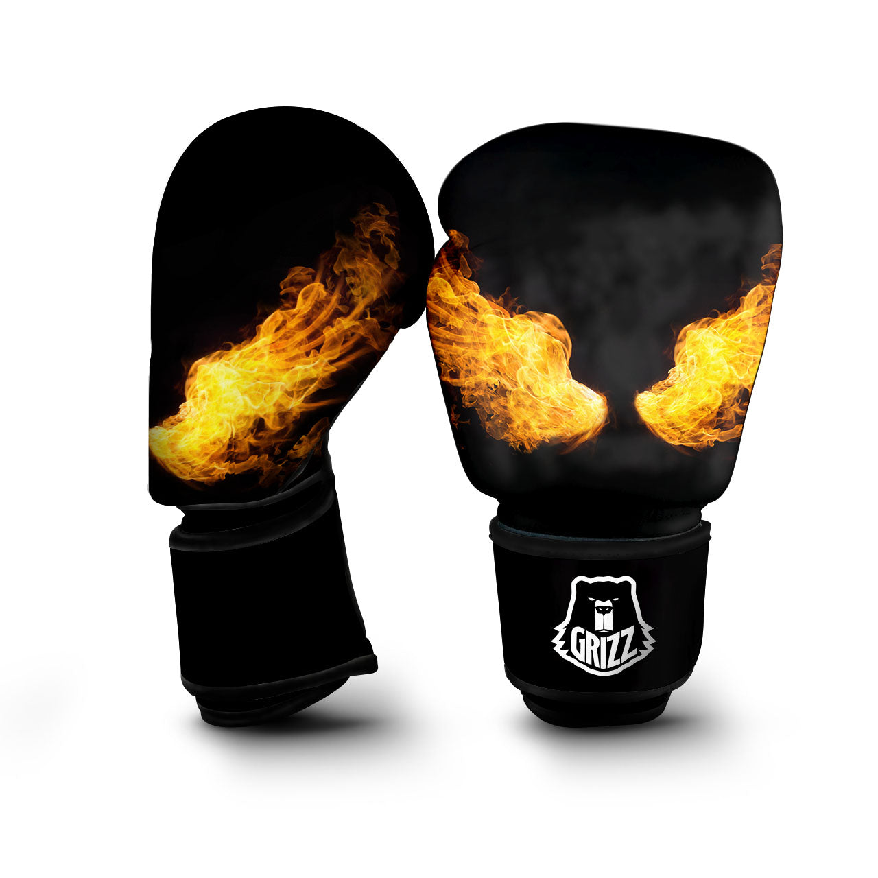 Wings Flame Print Boxing Gloves-grizzshop