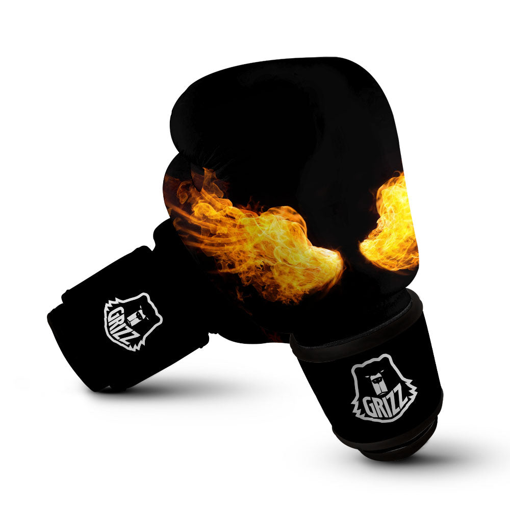 Wings Flame Print Boxing Gloves-grizzshop
