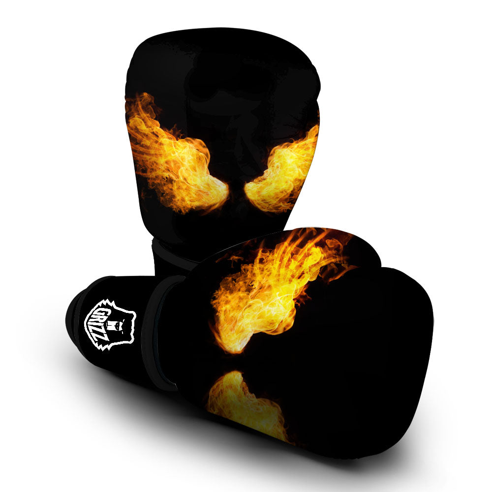 Wings Flame Print Boxing Gloves-grizzshop