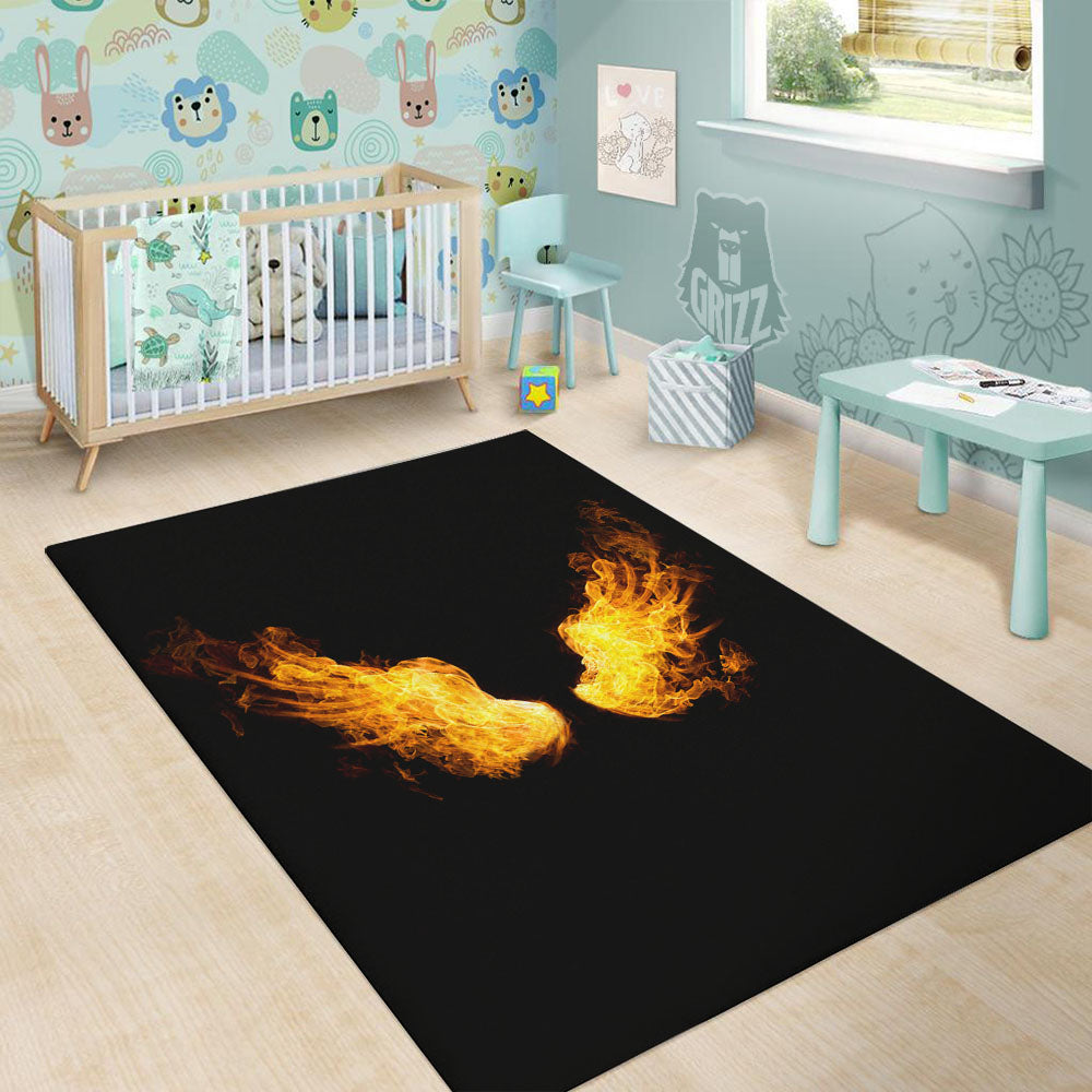 Wings Flame Print Floor Mat-grizzshop