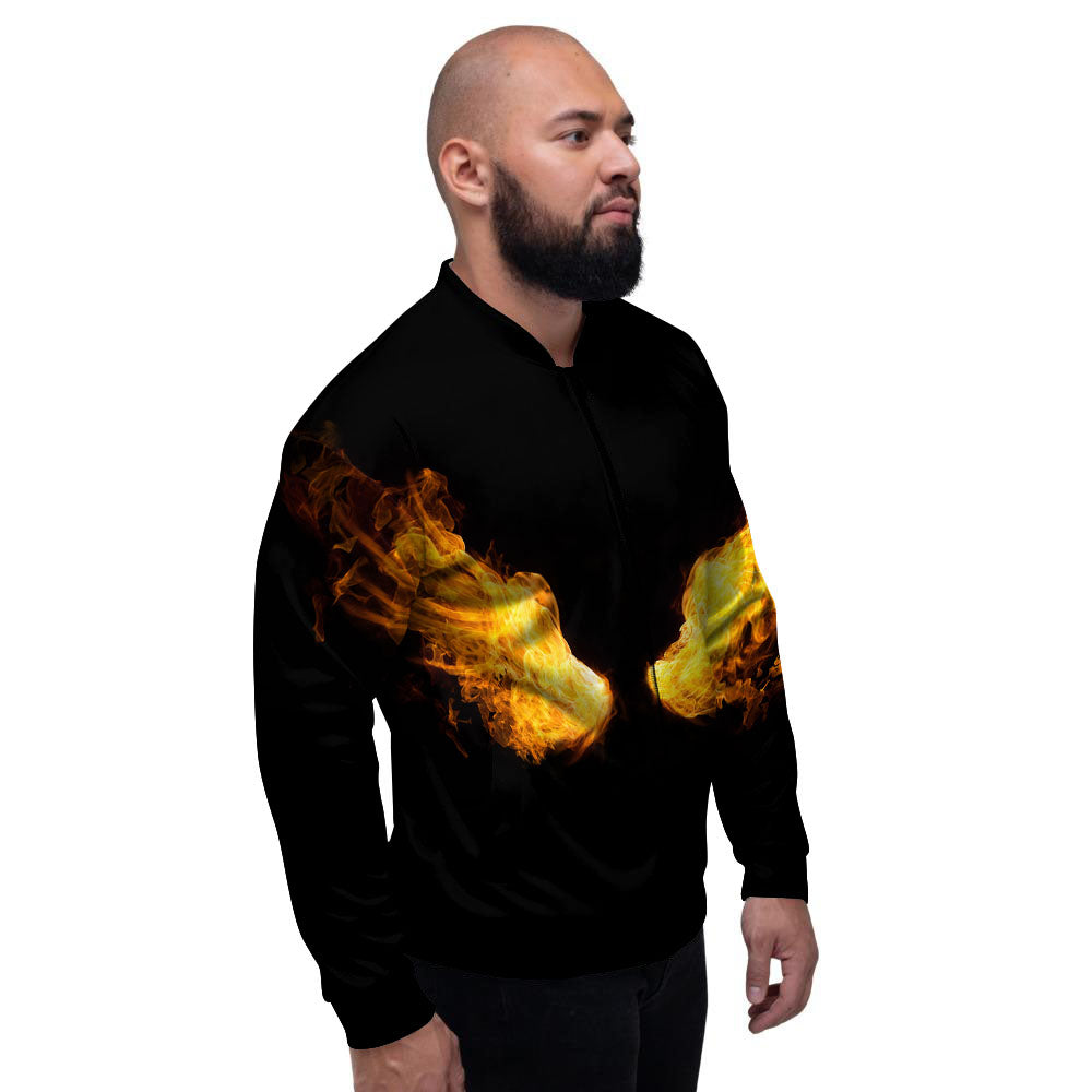 Wings Flame Print Men's Bomber Jacket-grizzshop