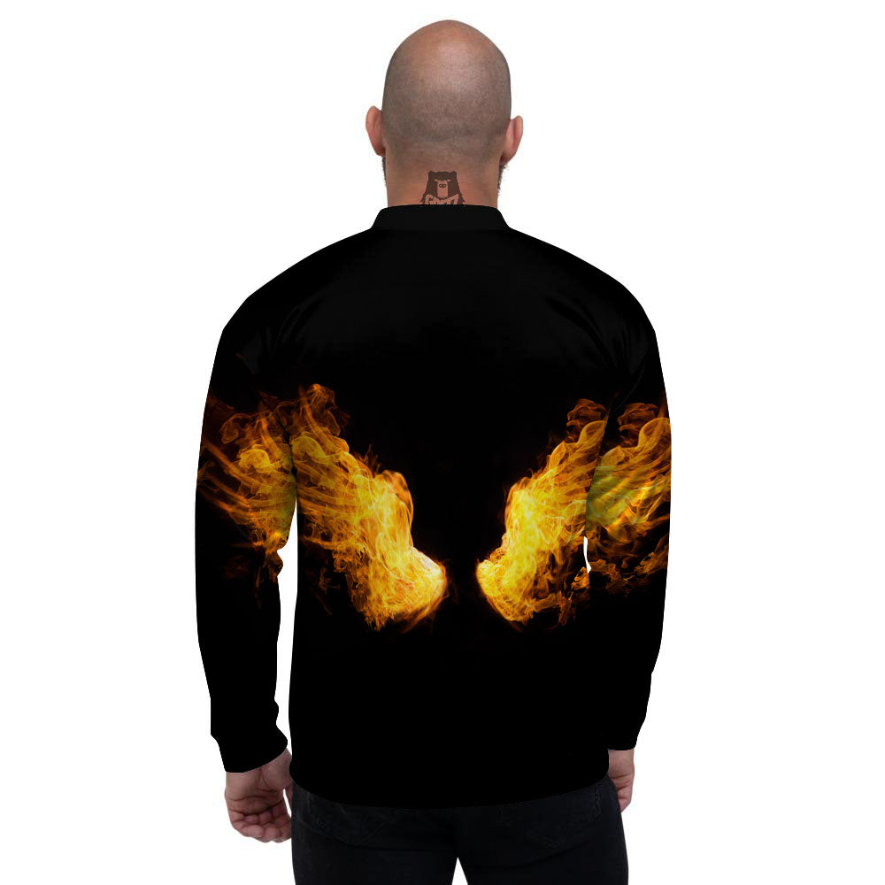 Wings Flame Print Men's Bomber Jacket-grizzshop