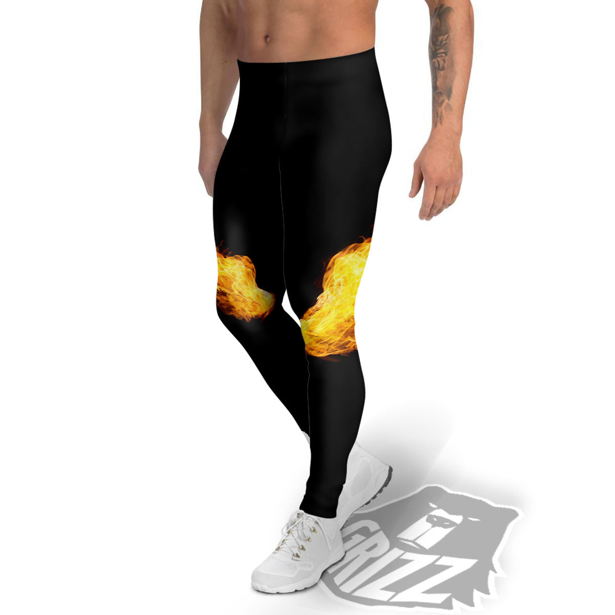 Wings Flame Print Men's Leggings-grizzshop