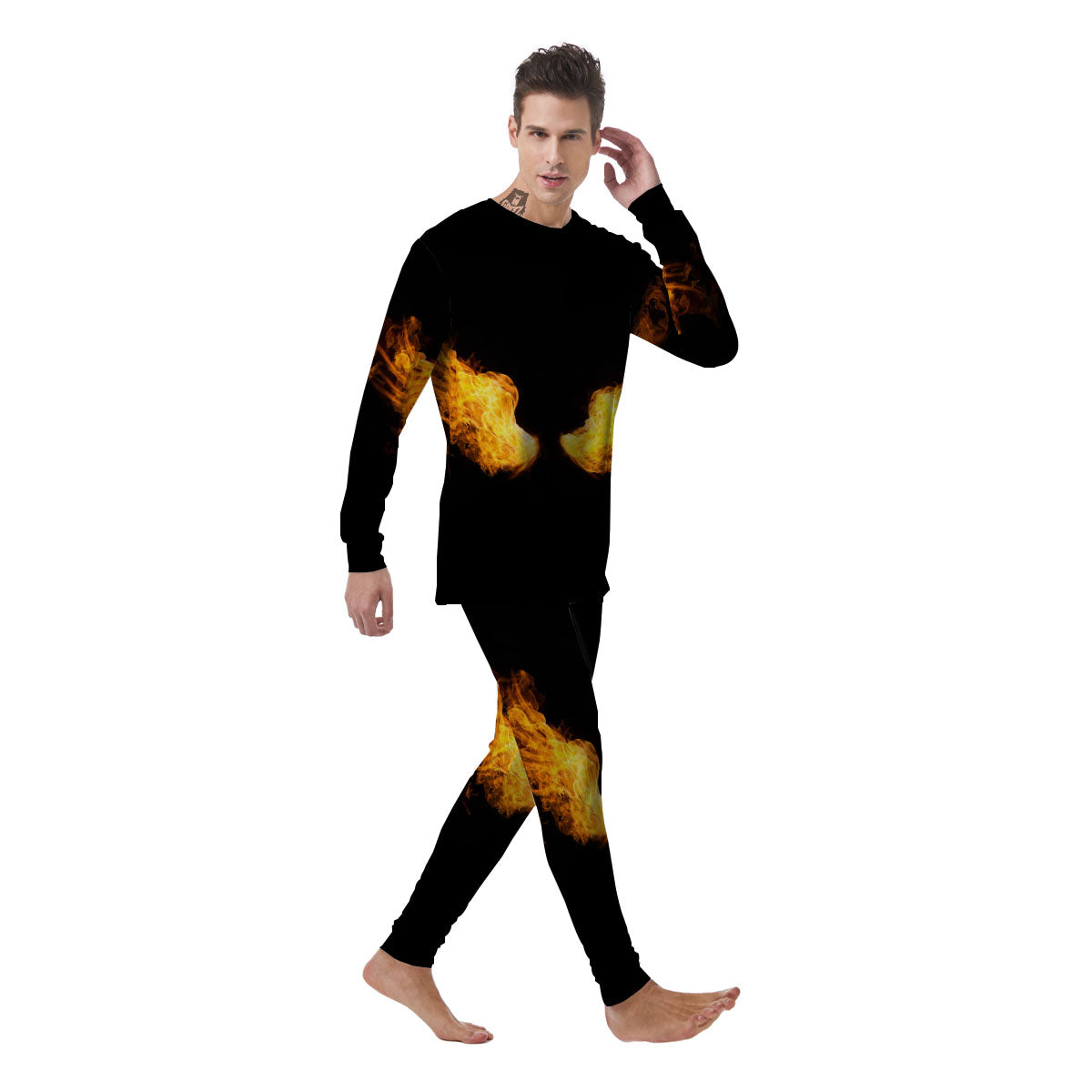 Wings Flame Print Men's Pajamas-grizzshop