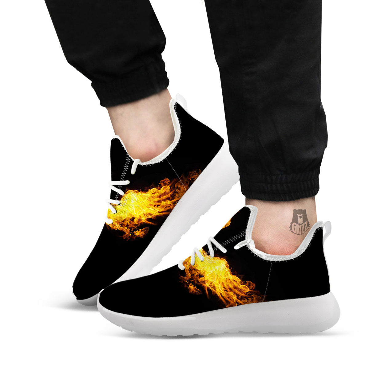 Wings Flame Print White Athletic Shoes-grizzshop