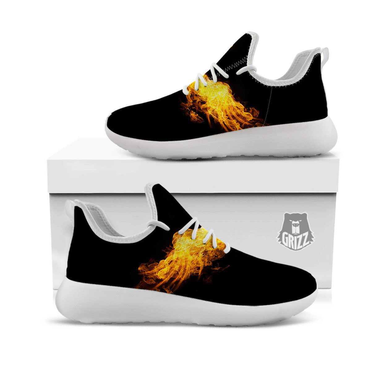 Wings Flame Print White Athletic Shoes-grizzshop