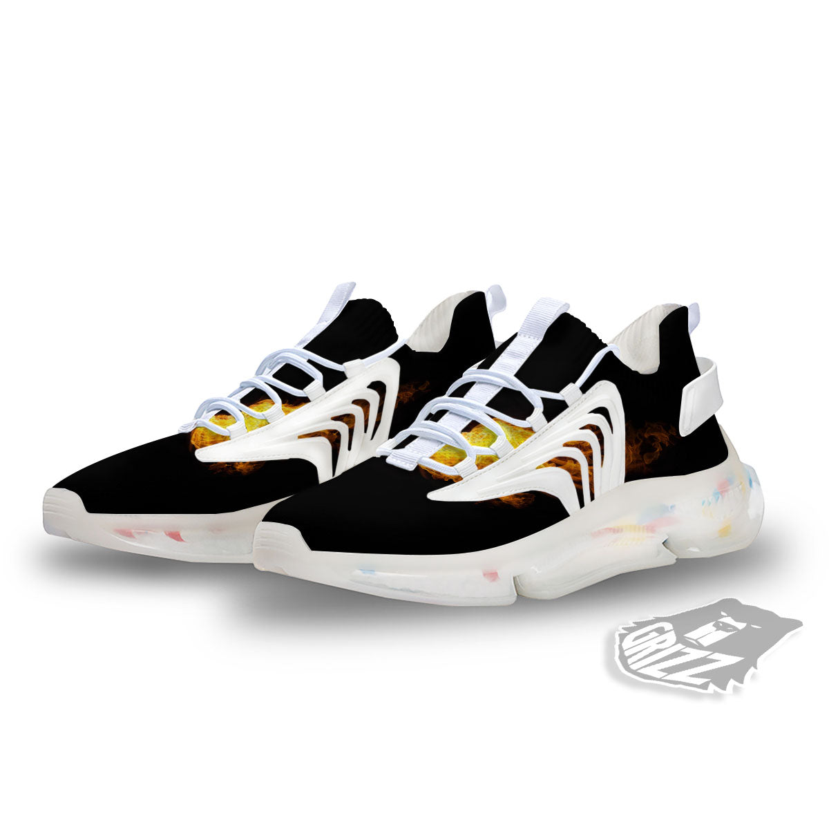 Wings Flame Print White Gym Shoes-grizzshop