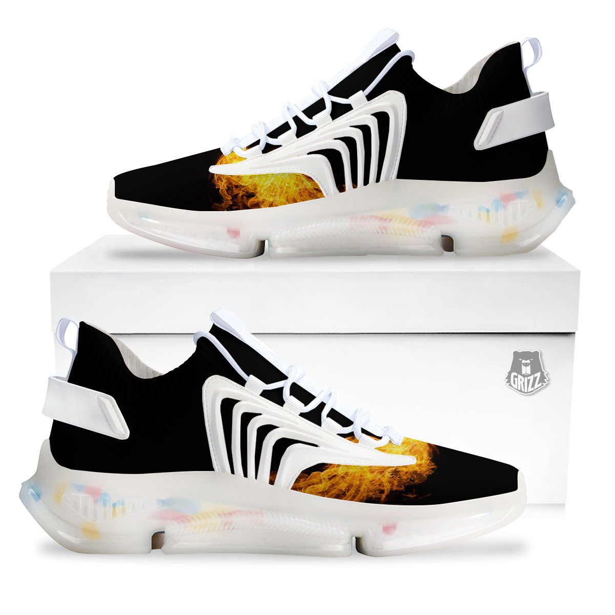 Wings Flame Print White Gym Shoes-grizzshop