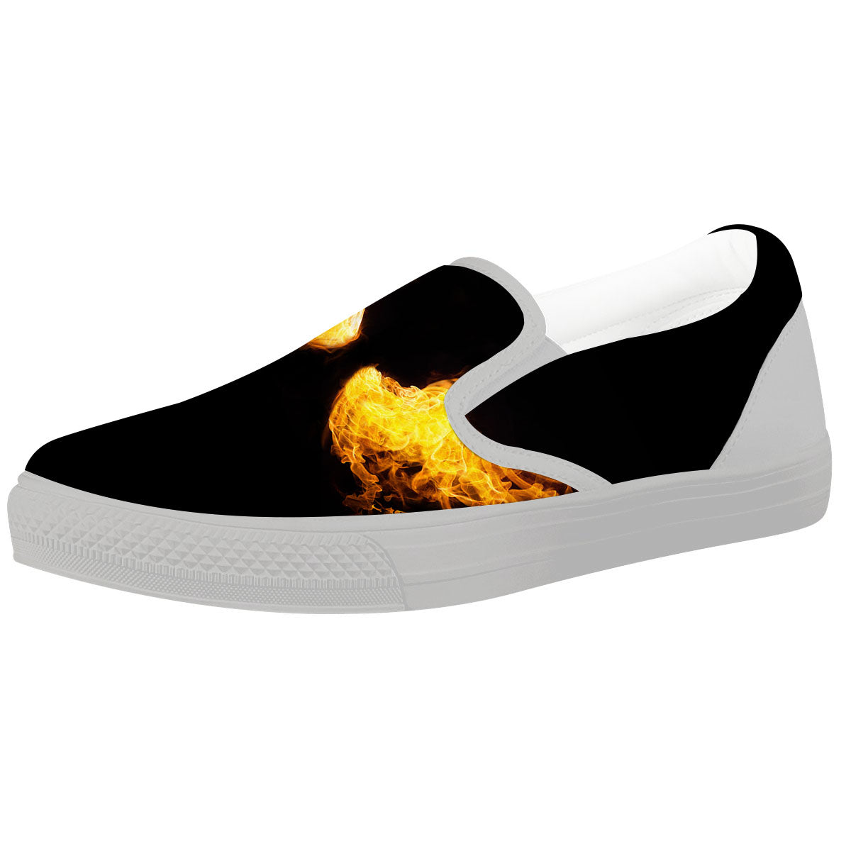 Wings Flame Print White Slip On Shoes-grizzshop