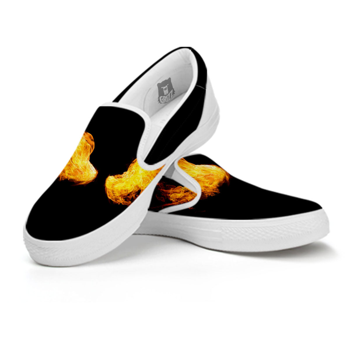 Wings Flame Print White Slip On Shoes-grizzshop