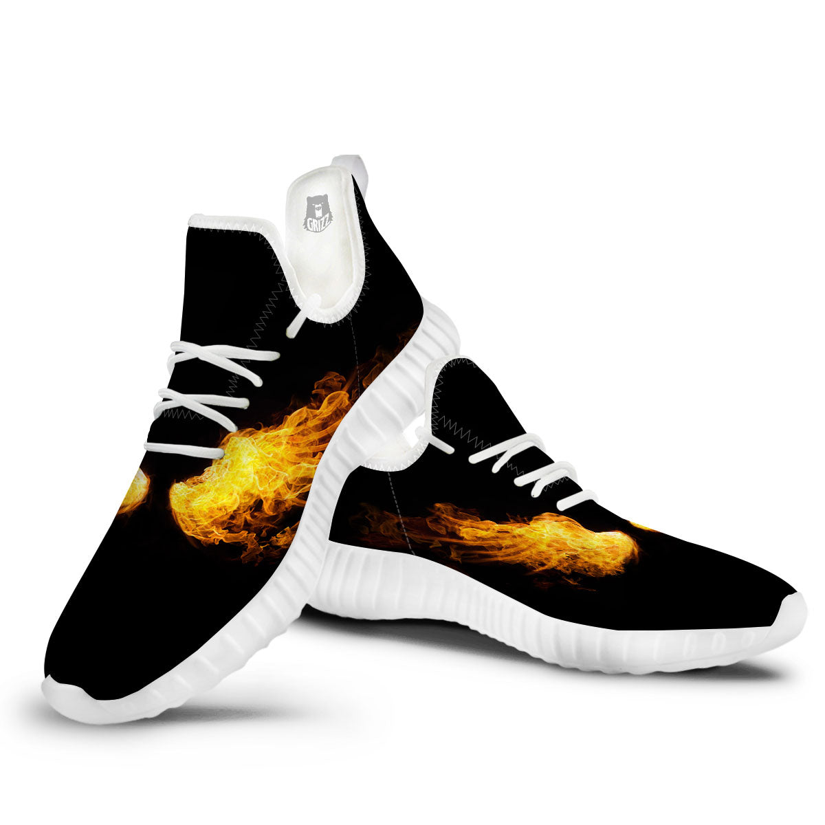 Wings Flame Print White Walking Shoes-grizzshop
