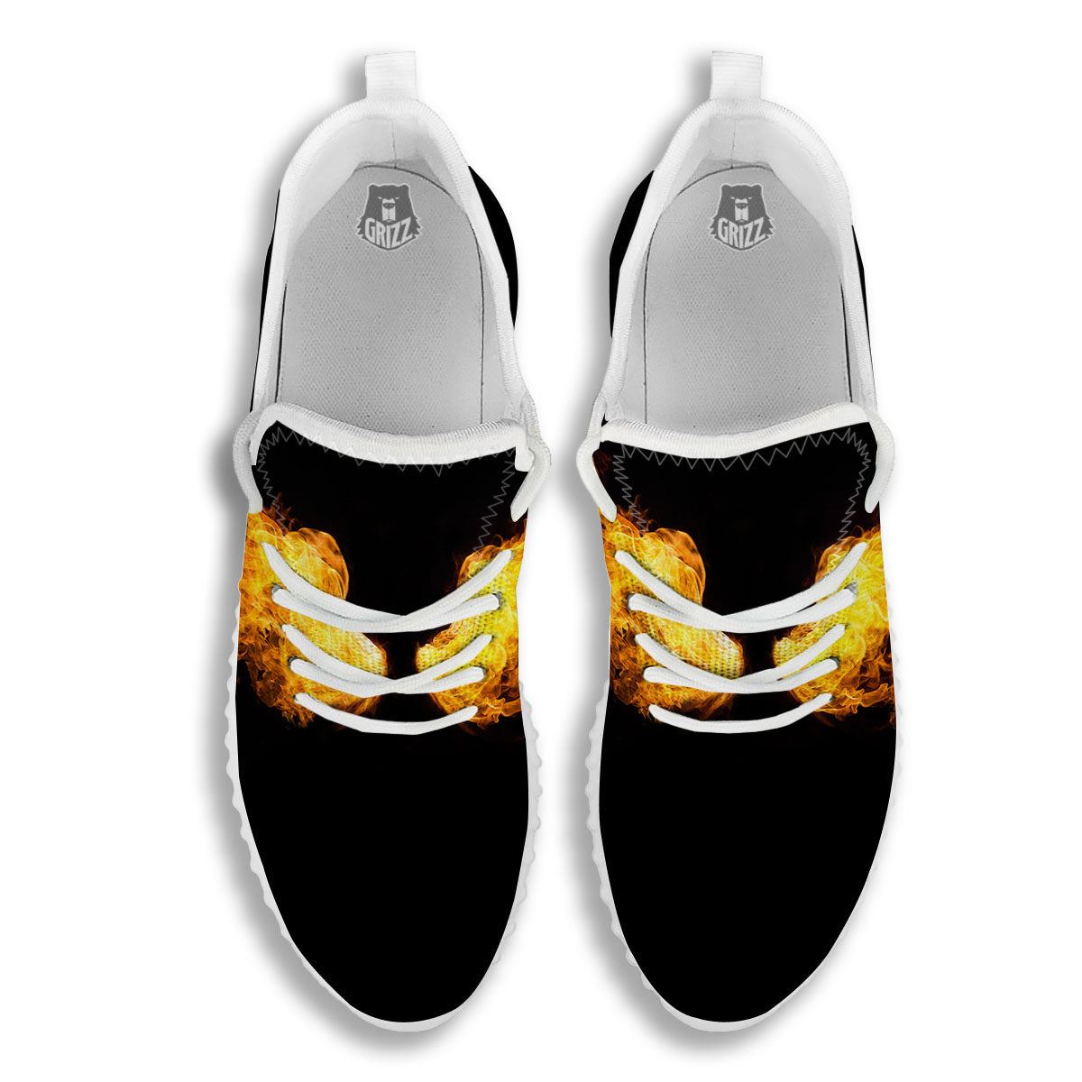 Wings Flame Print White Walking Shoes-grizzshop