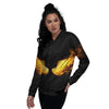 Wings Flame Print Women's Bomber Jacket-grizzshop