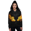 Wings Flame Print Women's Bomber Jacket-grizzshop