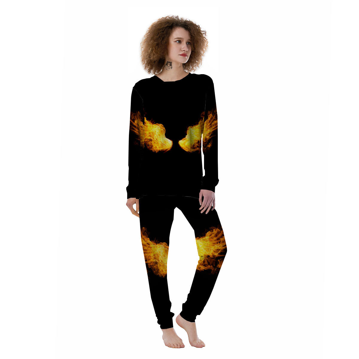 Wings Flame Print Women's Pajamas-grizzshop