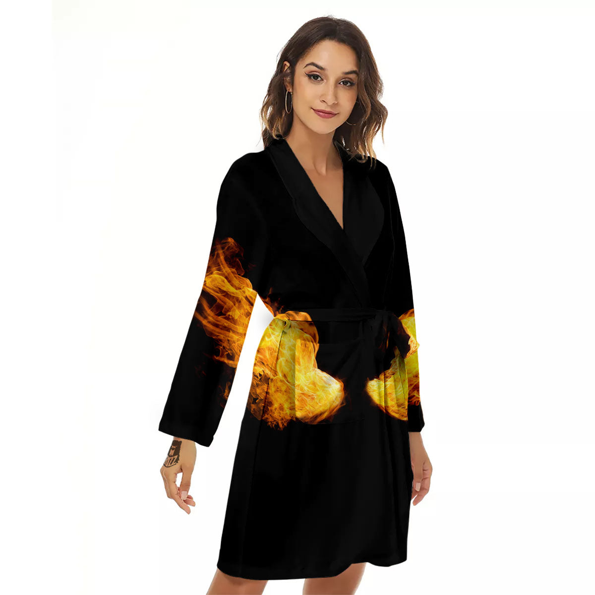 Wings Flame Print Women's Robe-grizzshop