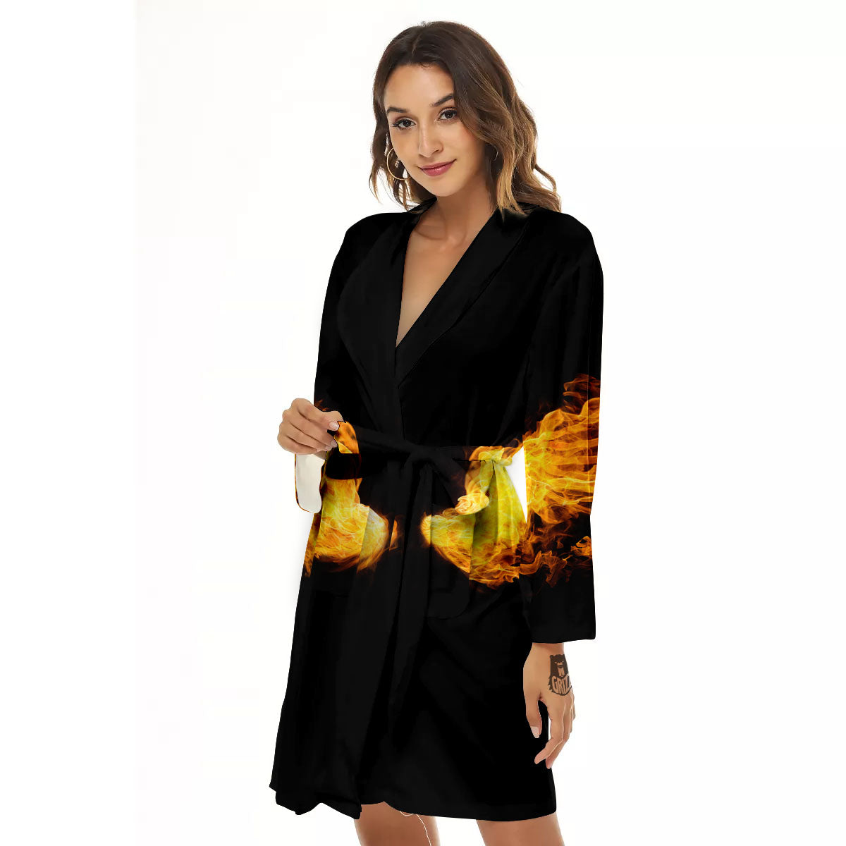 Wings Flame Print Women's Robe-grizzshop
