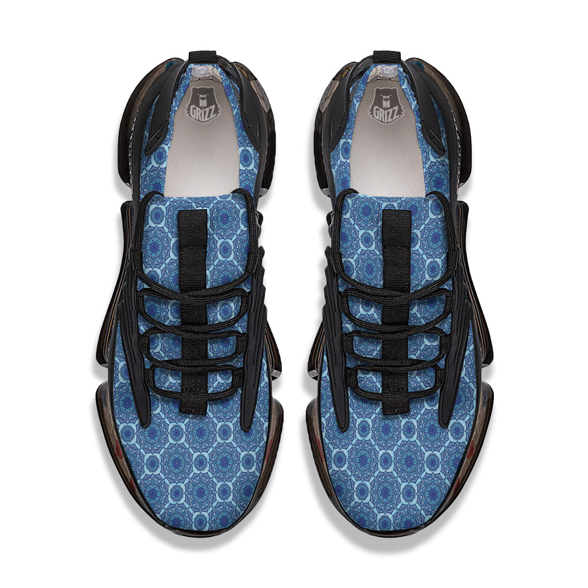 Winter Mandala Blue Print Black Gym Shoes-grizzshop
