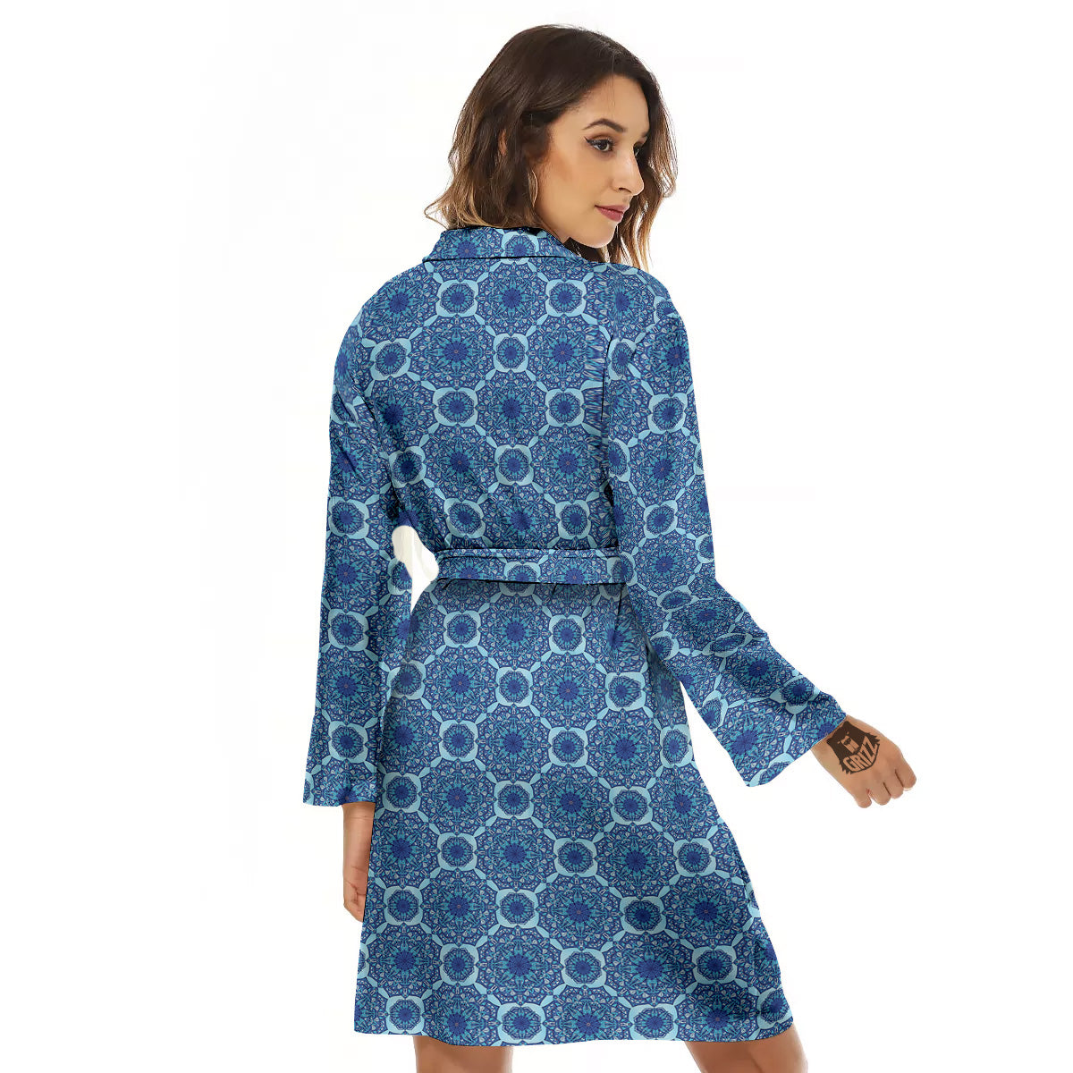 Winter Mandala Blue Print Women's Robe-grizzshop
