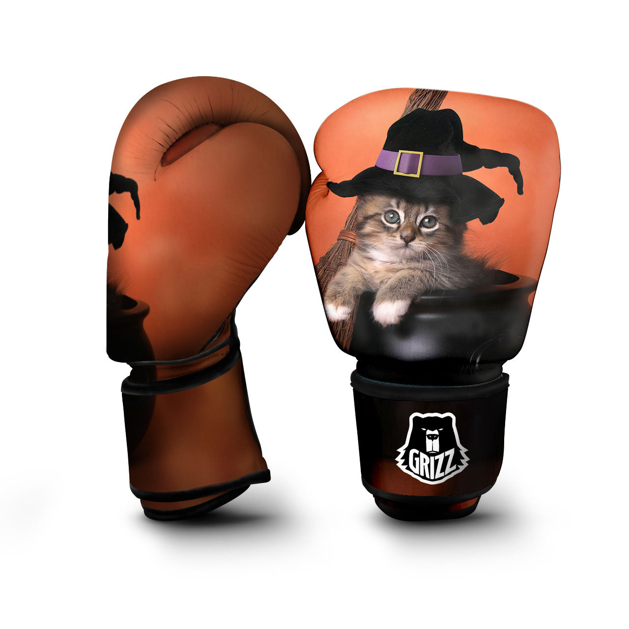 Witch Cat Halloween Cute Print Boxing Gloves-grizzshop