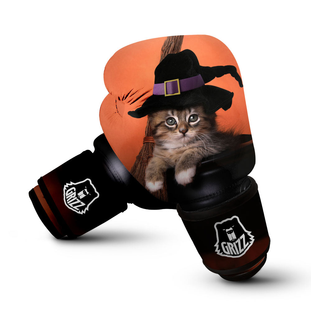 Witch Cat Halloween Cute Print Boxing Gloves-grizzshop