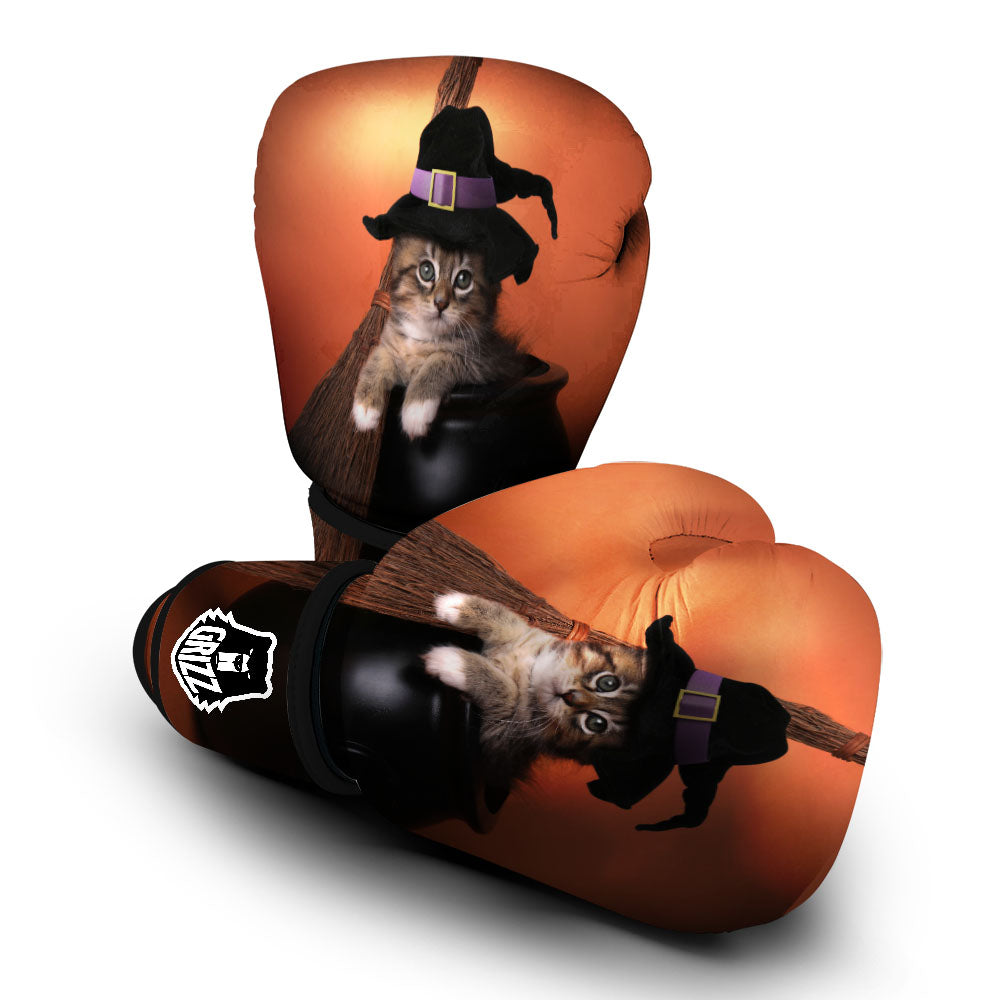 Witch Cat Halloween Cute Print Boxing Gloves-grizzshop