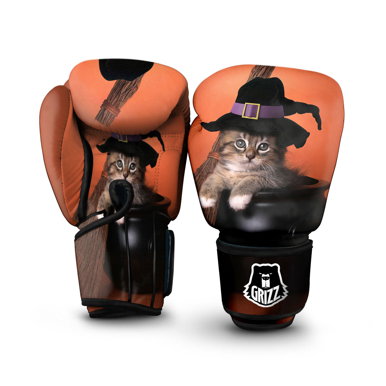 Witch Cat Halloween Cute Print Boxing Gloves-grizzshop