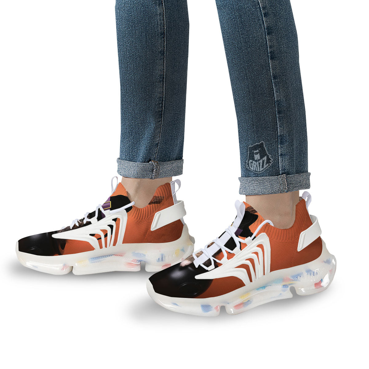 Witch Cat Halloween Cute Print White Gym Shoes-grizzshop