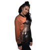 Witch Cat Halloween Cute Print Women's Bomber Jacket-grizzshop