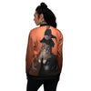 Witch Cat Halloween Cute Print Women's Bomber Jacket-grizzshop