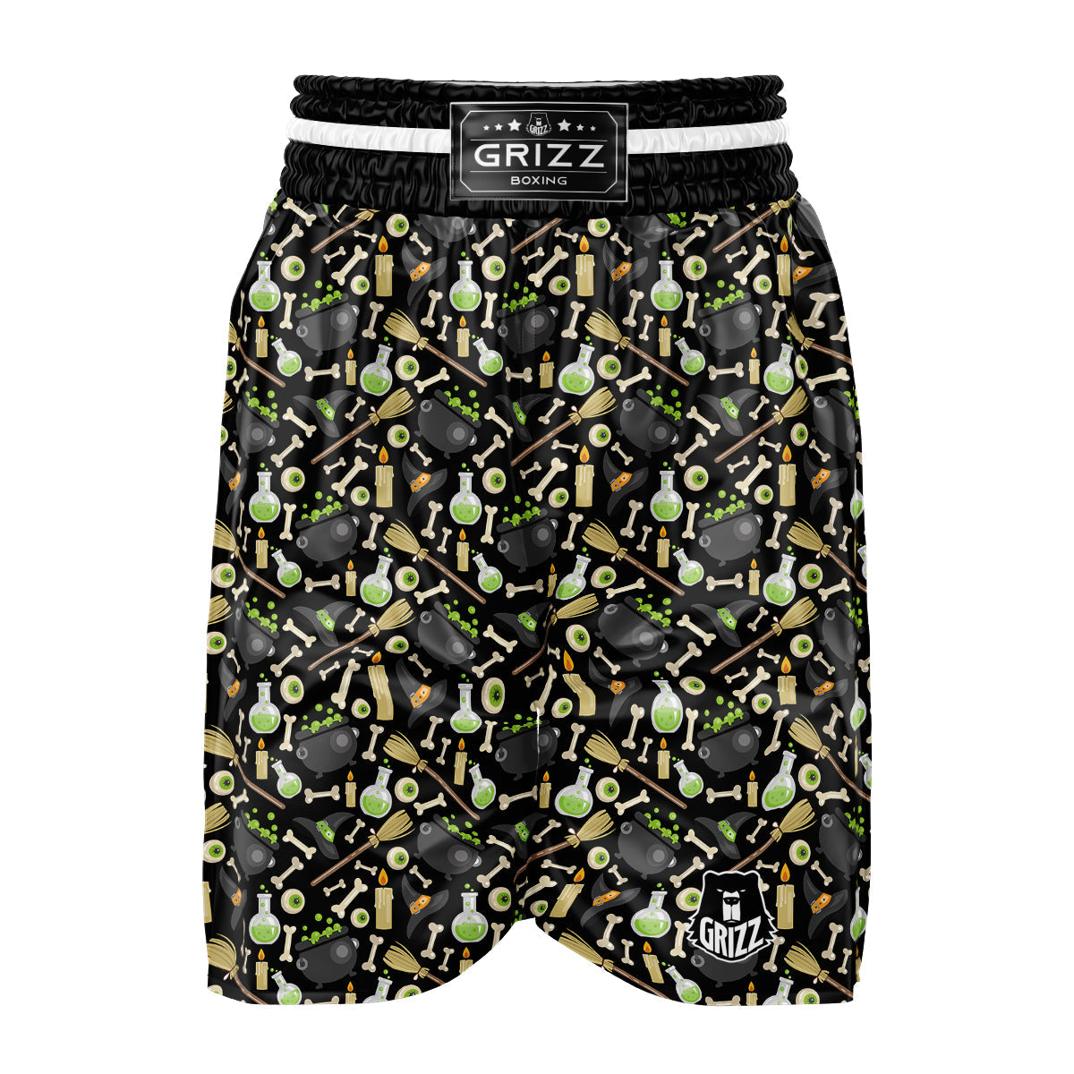 Witch Cauldron Green Print Pattern Boxing Shorts-grizzshop