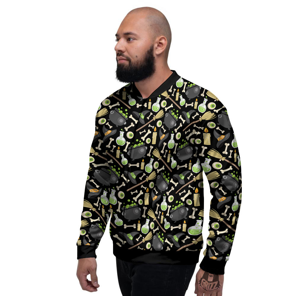 Witch Cauldron Green Print Pattern Men's Bomber Jacket-grizzshop