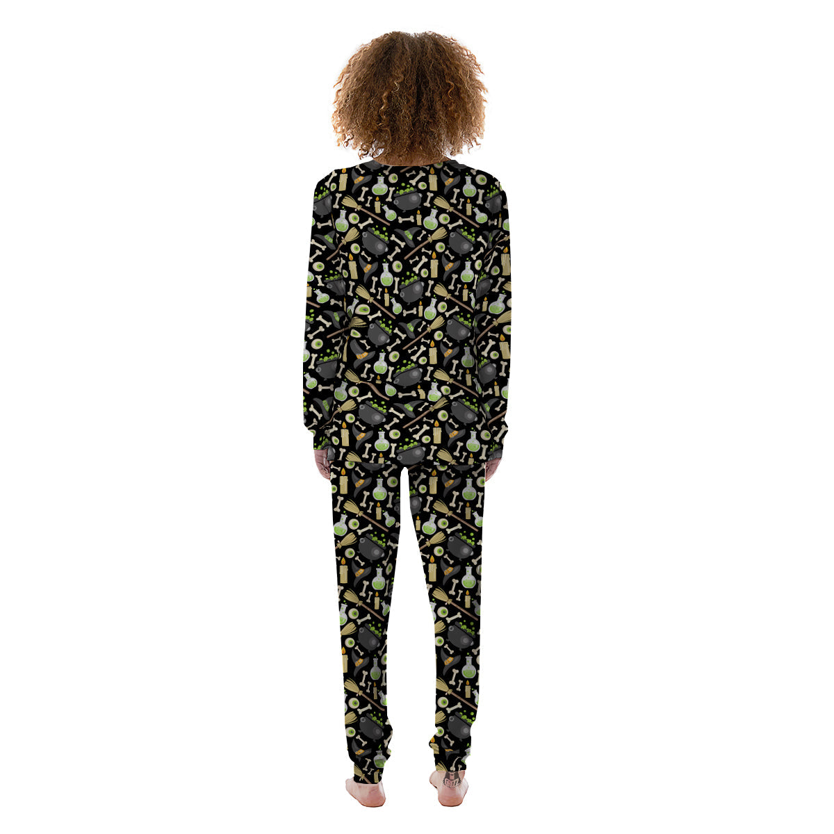 Witch Cauldron Green Print Pattern Women's Pajamas-grizzshop