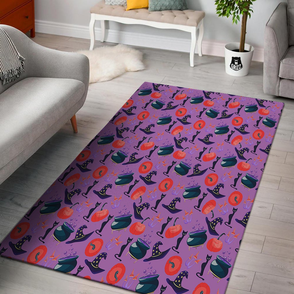 Witch Cauldron Halloween Print Pattern Floor Mat-grizzshop