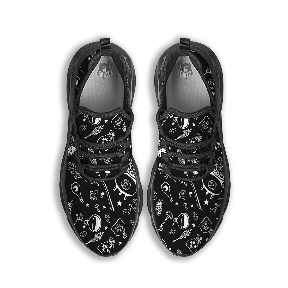 Witch Gothic Black Running Shoes-grizzshop