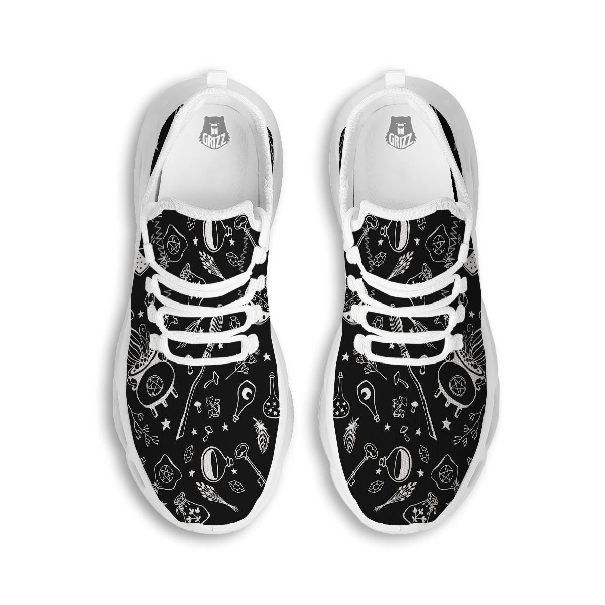 Witch Gothic White Running Shoes-grizzshop