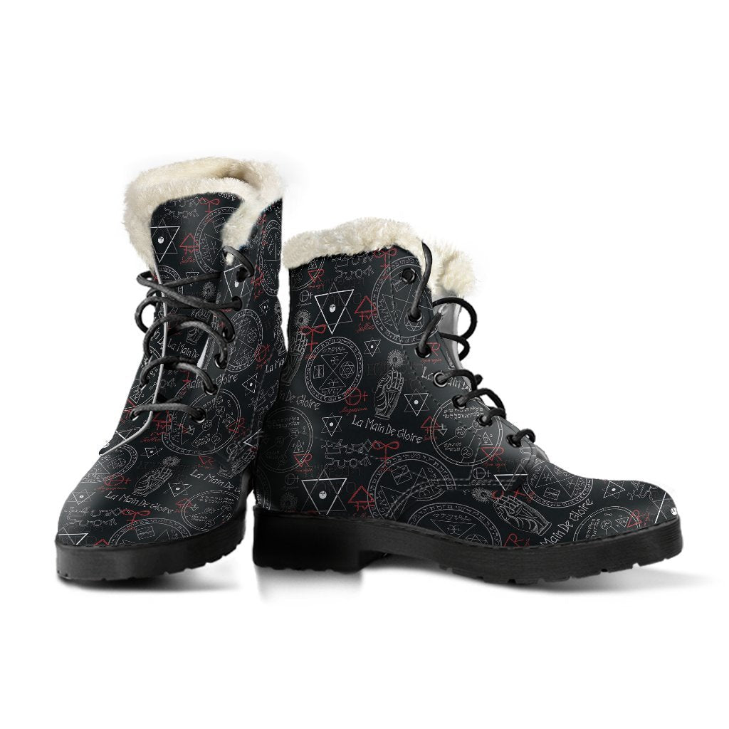 Witch Gothic Wiccan Pagan Pattern Print Comfy Winter Boots-grizzshop