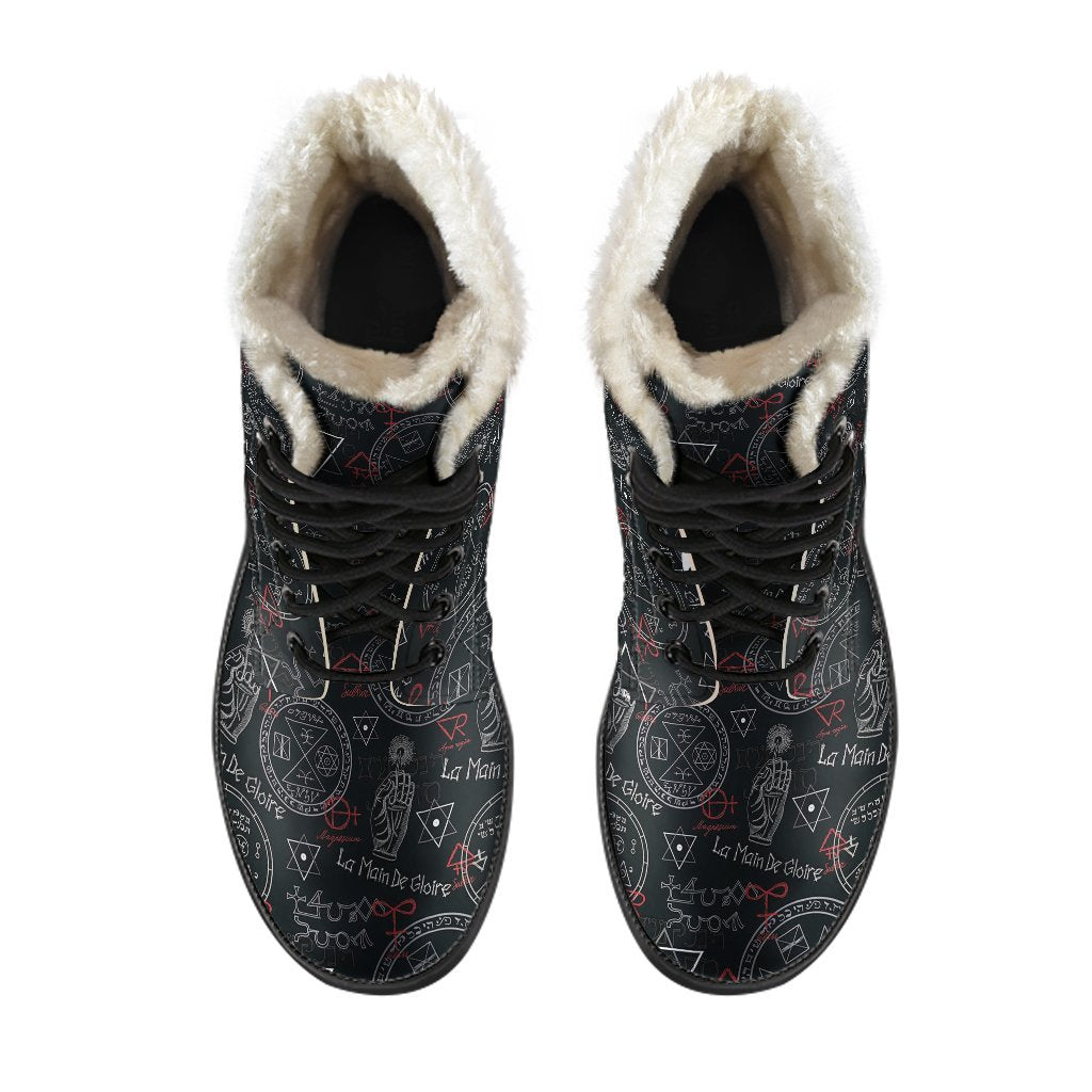 Witch Gothic Wiccan Pagan Pattern Print Comfy Winter Boots-grizzshop