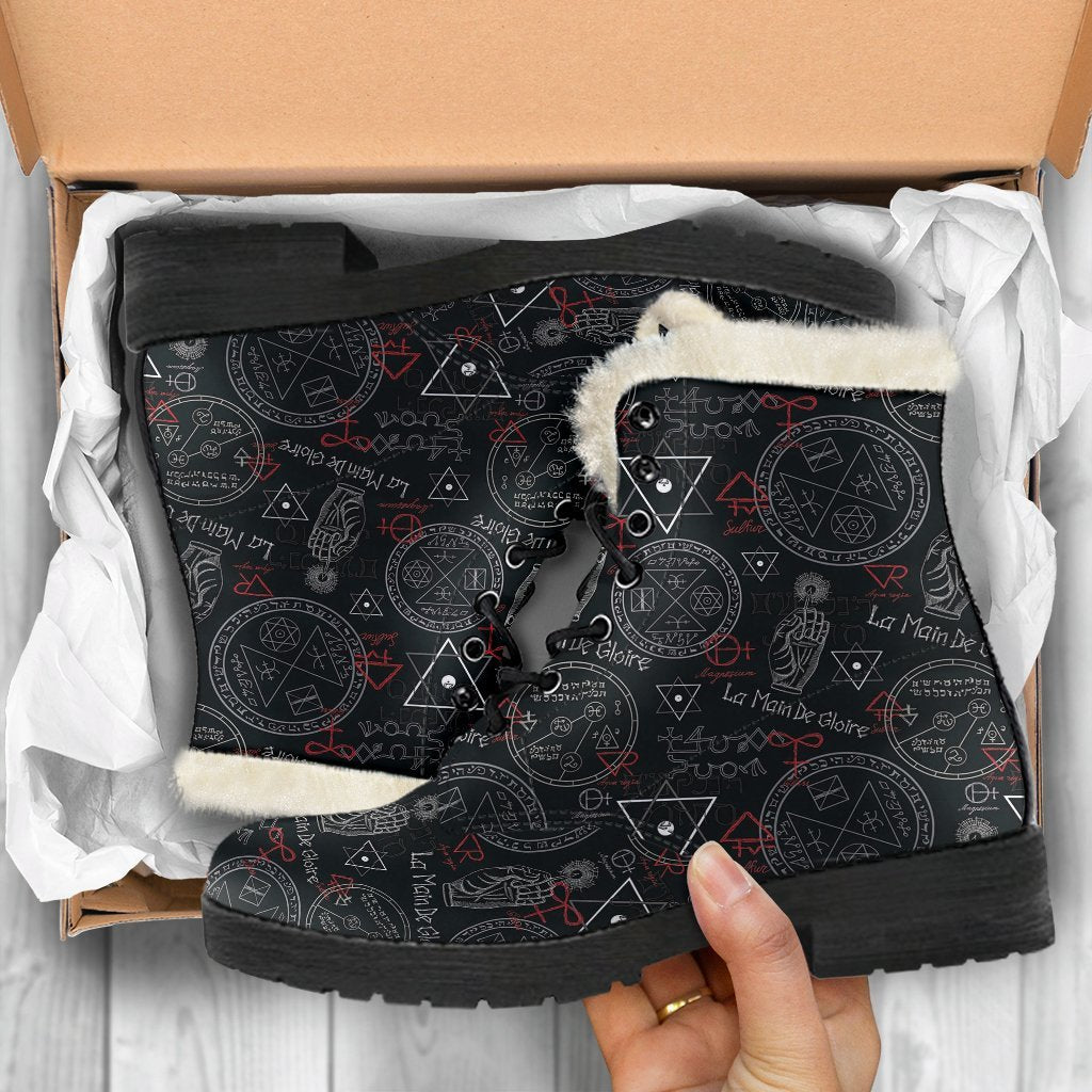 Witch Gothic Wiccan Pagan Pattern Print Comfy Winter Boots-grizzshop