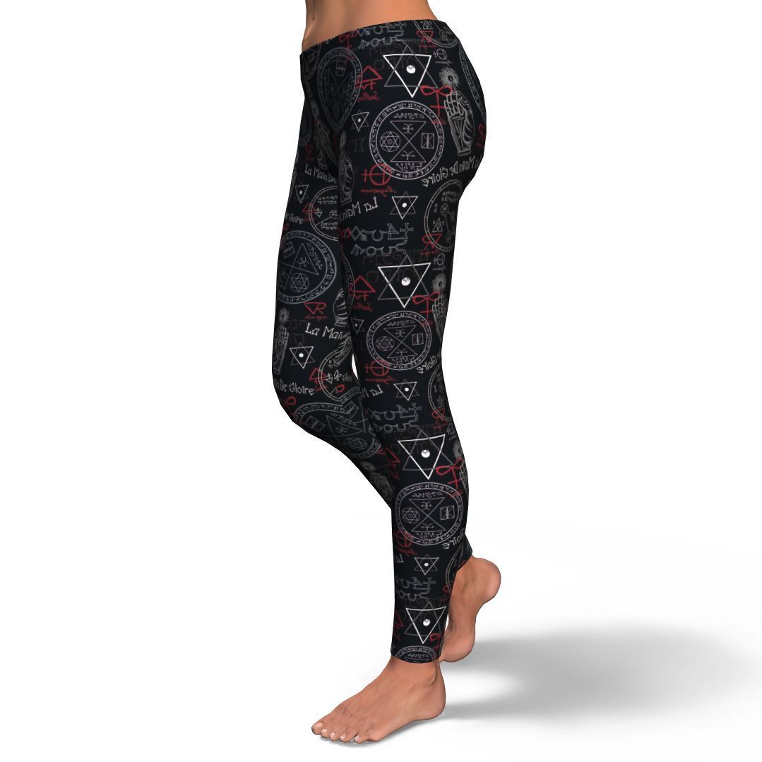 Witch Gothic Wiccan Pagan Pattern Print Pattern Women Leggings-grizzshop