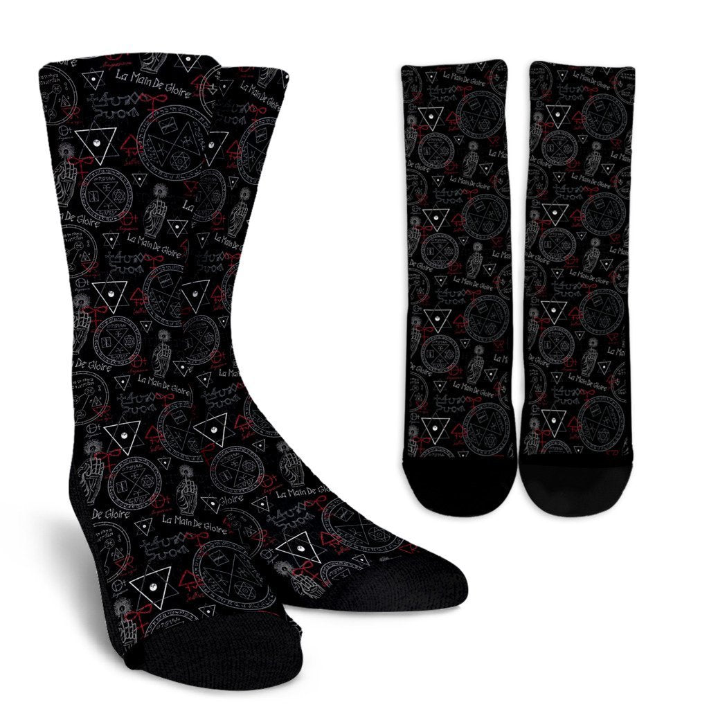 Witch Gothic Wiccan Pagan Pattern Print Unisex Crew Socks-grizzshop