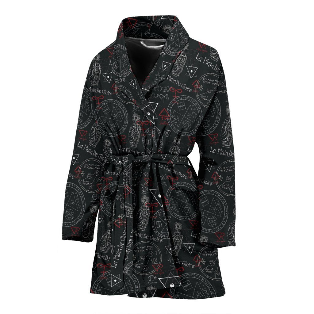 Witch Gothic Wiccan Pagan Pattern Print Women Long Robe-grizzshop