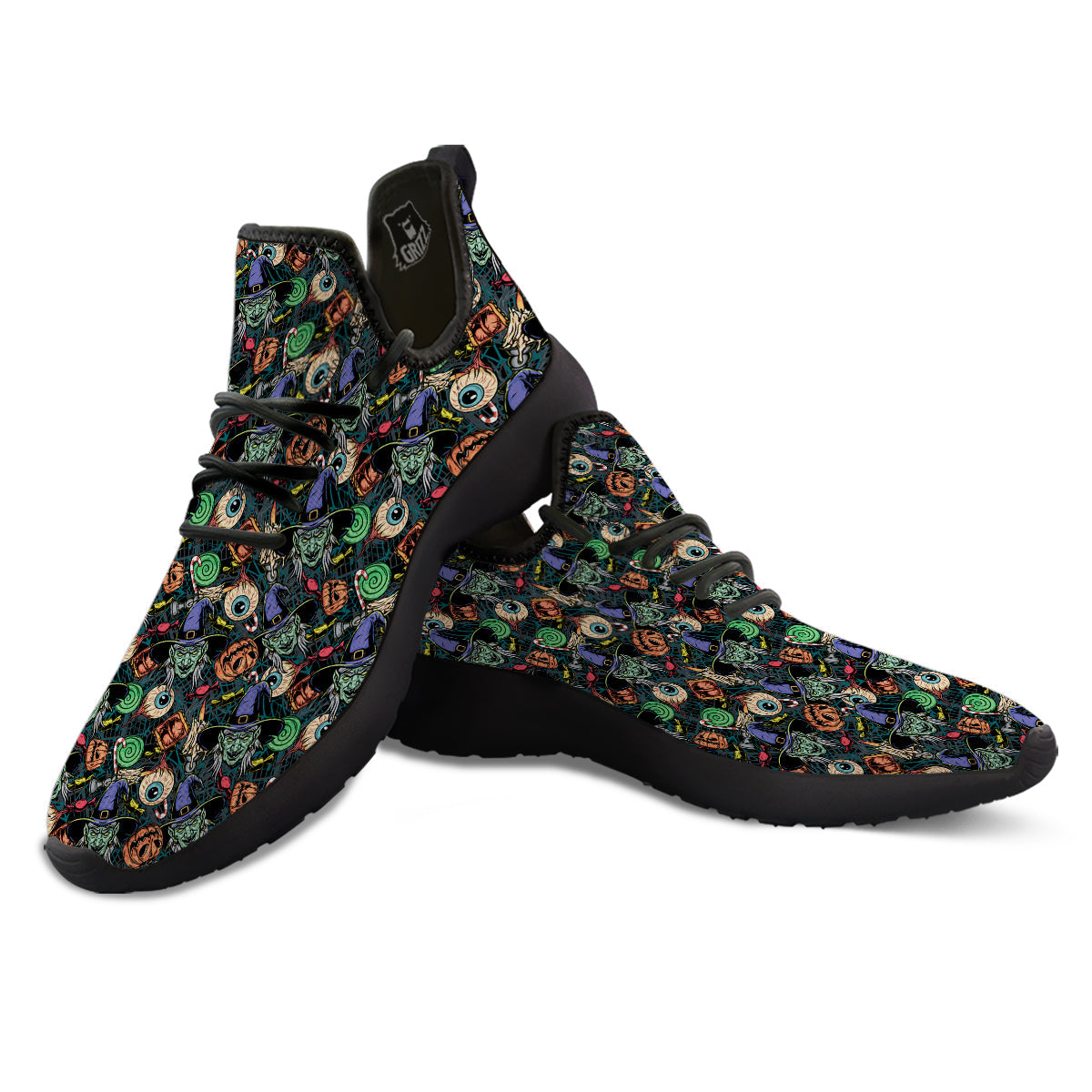 Witch Halloween Elements Print Pattern Black Athletic Shoes-grizzshop