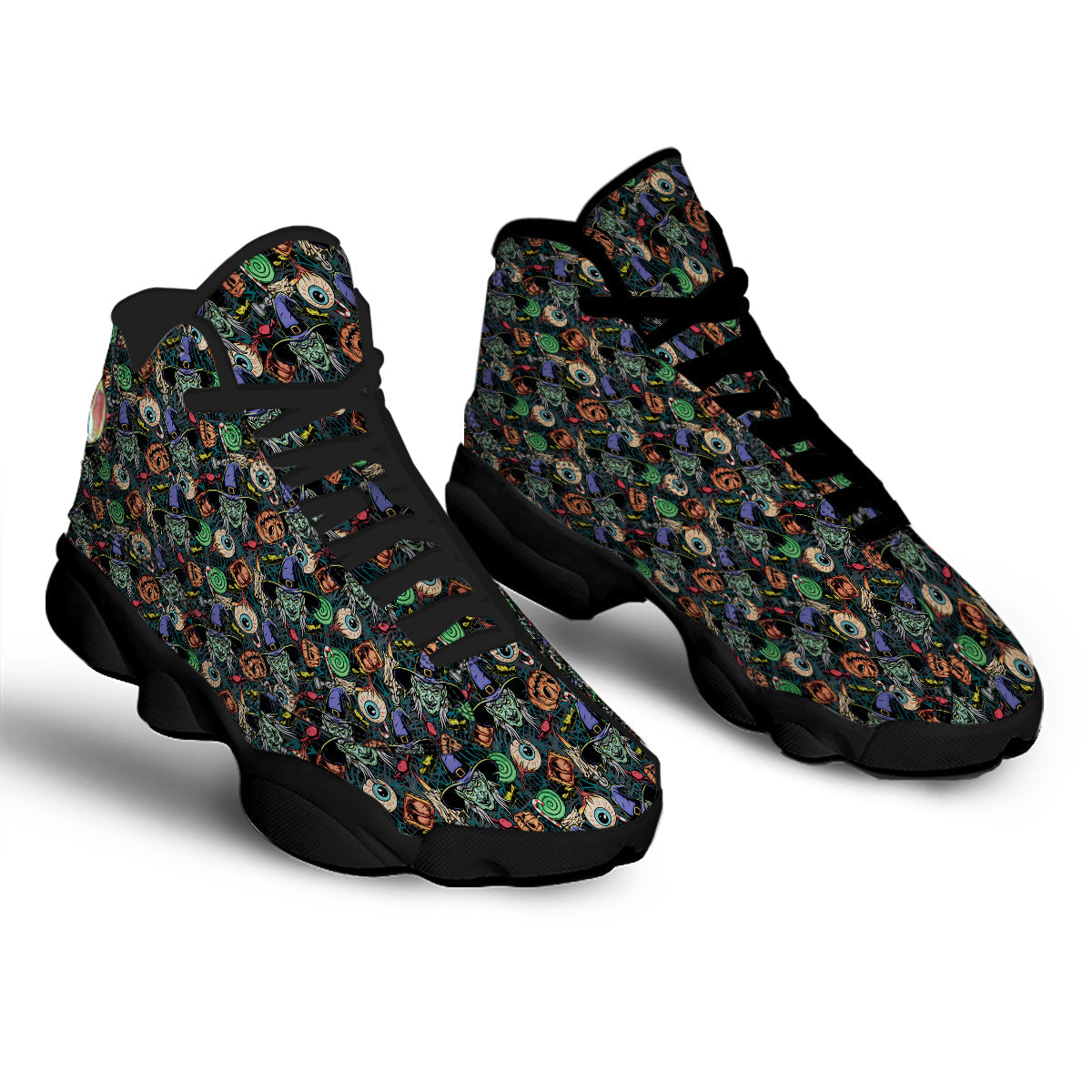 Witch Halloween Elements Print Pattern Black Basketball Shoes-grizzshop