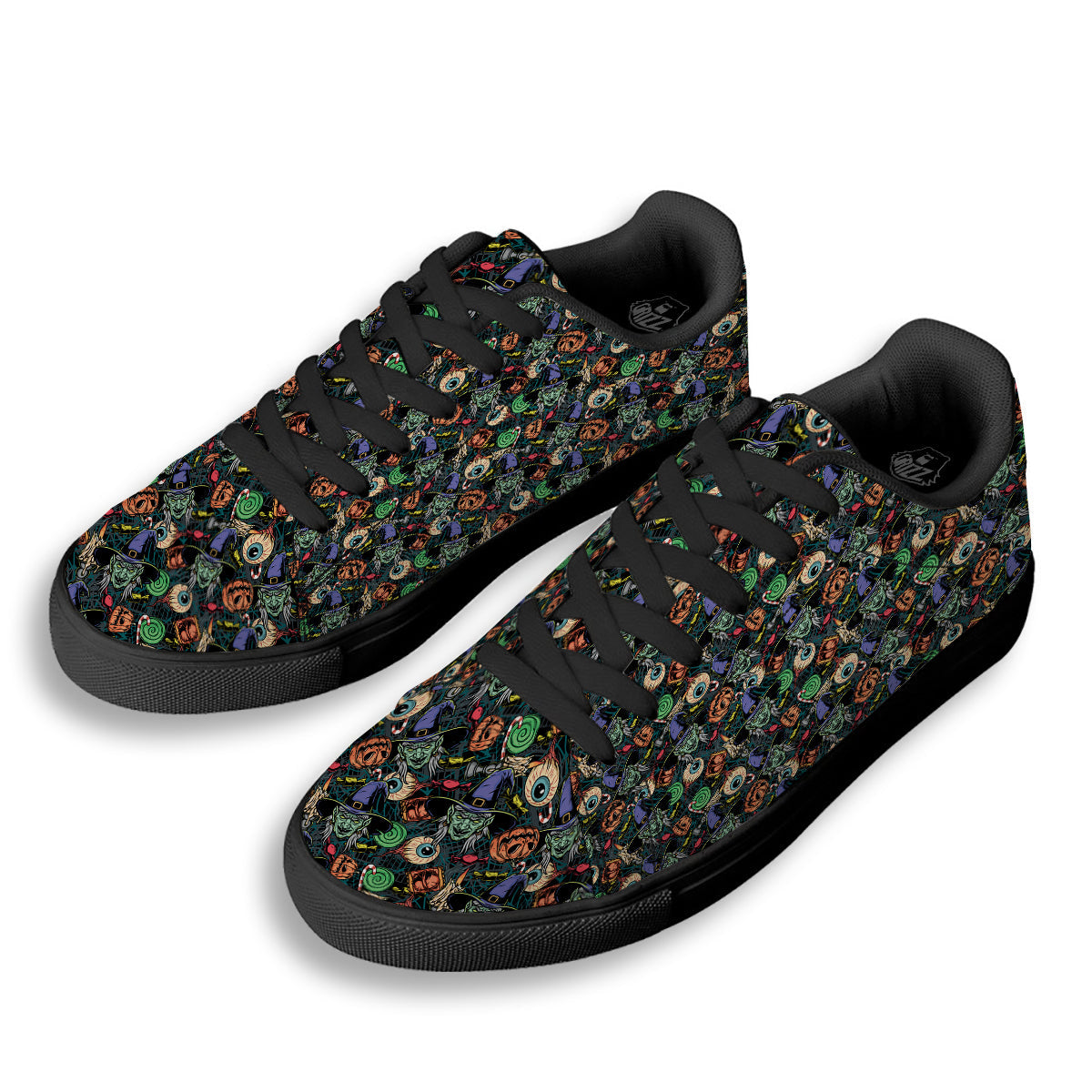 Witch Halloween Elements Print Pattern Black Low Top Sneakers-grizzshop