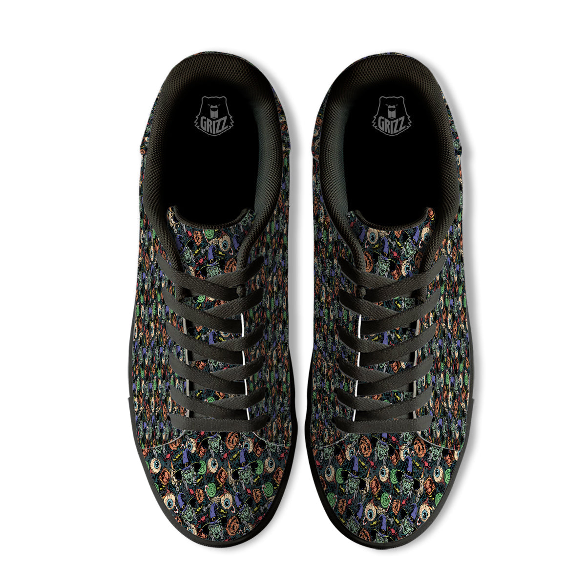 Witch Halloween Elements Print Pattern Black Low Top Sneakers-grizzshop