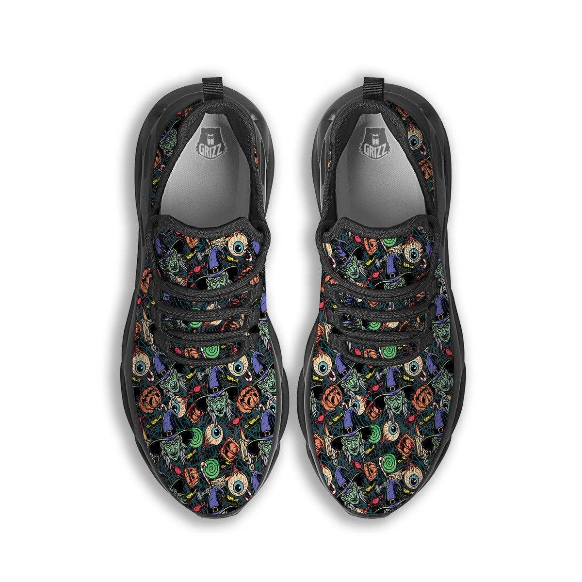 Witch Halloween Elements Print Pattern Black Running Shoes-grizzshop