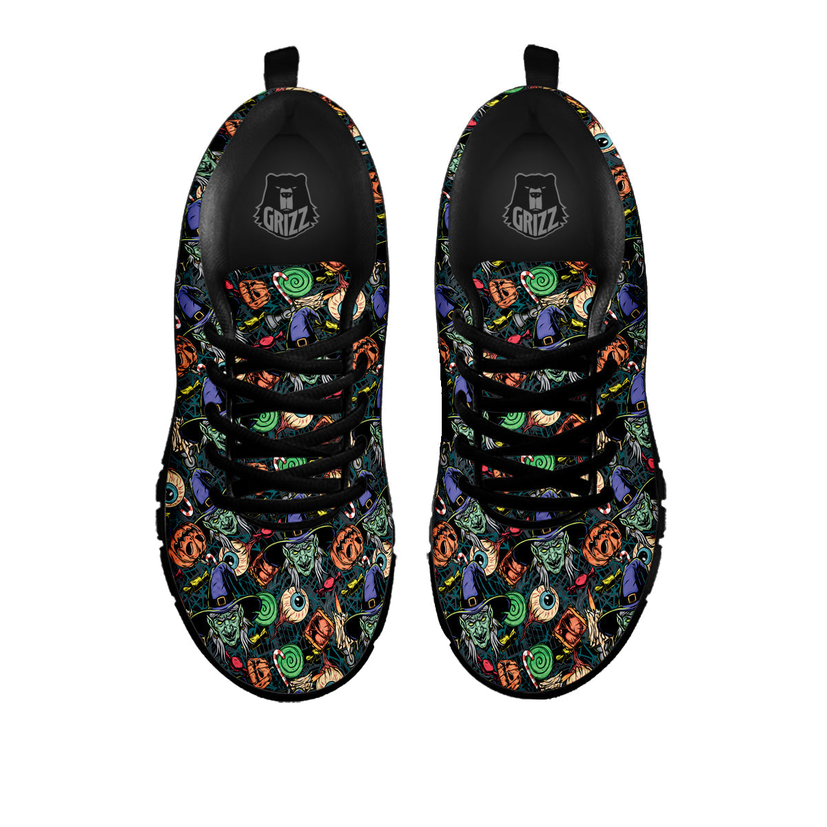 Witch Halloween Elements Print Pattern Black Sneaker-grizzshop