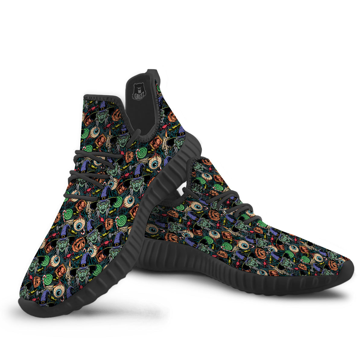 Witch Halloween Elements Print Pattern Black Walking Shoes-grizzshop